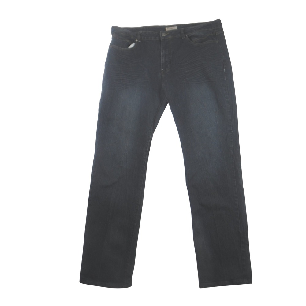 Mott & Grand Mens Dark Wash Straight Leg Jeans Blue 38x32 Stretch Denim